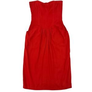 Vintage 80s Howard Wolf Dallas Red Strapless Midi Sheath Pinup Dress Size 10